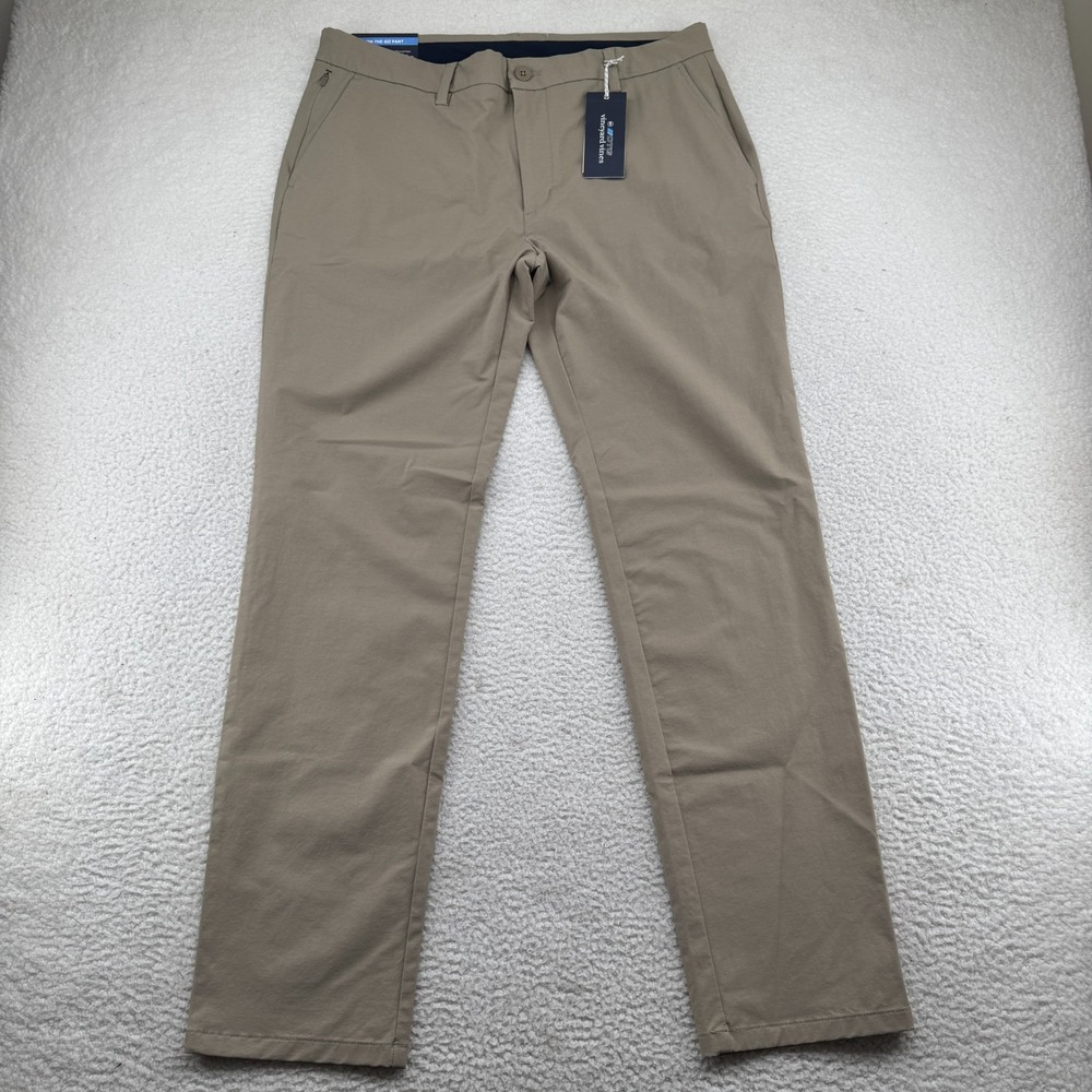 NWT Vineyard Vines On-The-Go Pants Mens 35x32 Khaki Performance Stretch Golf OTG